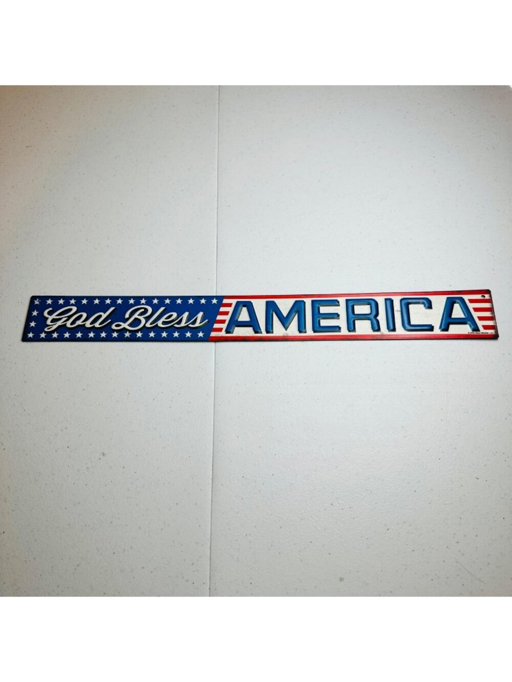 God Bless America small metal patriotic sign Fourth of July Independence Day